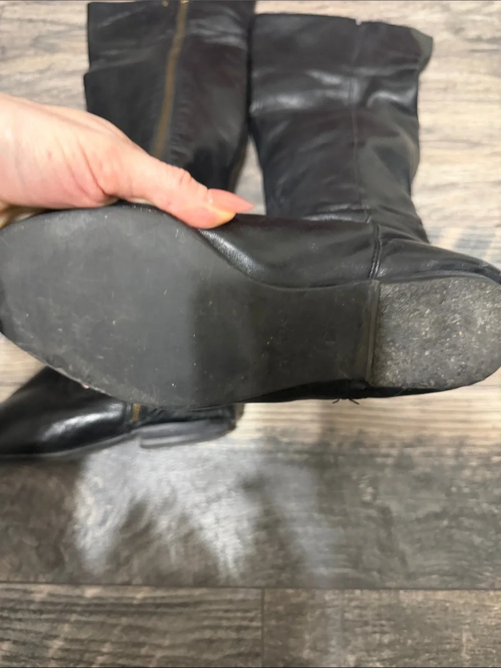 Aldo Black Over-the-Knee Leather Zip Boots